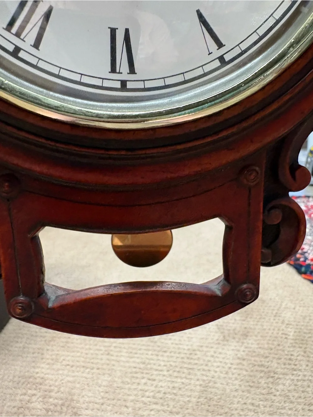 Enesco Brown and Gold Roman Numeral Wall Clock History Craft